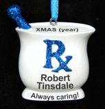 Gifted and Caring Pharmacist Christmas Ornament Personalized FREE at PersonalizedOrnamentsMarket.com by Russell Rhodes