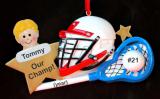 Lacrosse Ornament for Boy with Custom Face Add-on Personalized FREE at PersonalizedOrnamentsMarket.com by Russell Rhodes