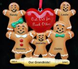 Grandparents Christmas Ornament Gingerbread 3 Grandkids Personalized FREE at PersonalizedOrnamentsMarket.com by Russell Rhodes