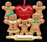 Family Christmas Ornament Gingerbread Fun for 5 Personalized FREE at PersonalizedOrnamentsMarket.com by Russell Rhodes