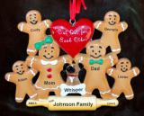 Family Christmas Ornament for 6 Gingerbread Fun with Dog, Cat, or Other Family Pet Personalized FREE at PersonalizedOrnamentsMarket.com by Russell Rhodes