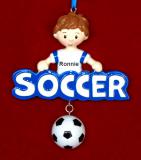 Soccer Christmas Ornament for talented Male Personalized FREE at PersonalizedOrnamentsMarket.com by Russell Rhodes