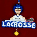 Lacrosse Christmas Ornament for talented Male Personalized FREE at PersonalizedOrnamentsMarket.com by Russell Rhodes