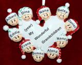 Grandmother Christmas Ornament Loving Heart 9 Grandkids with 1 Grandparent Personalized FREE at PersonalizedOrnamentsMarket.com by Russell Rhodes