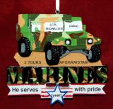 US Marine Christmas Ornament Humvee Honor of Service Personalized FREE at PersonalizedOrnamentsMarket.com by Russell Rhodes