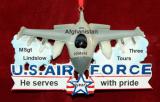 US Air Force Christmas Ornament Fighter Jet Honor of Service Personalized FREE at PersonalizedOrnamentsMarket.com by Russell Rhodes