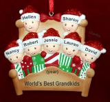 Grandparents Christmas Ornament 4-Poster Fun for 7 Grandkids Personalized FREE at PersonalizedOrnamentsMarket.com by Russell Rhodes