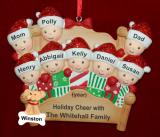 Family Christmas Ornament 4-Poster Fun for 8 with 1 Dog, Cat, Pets Custom Added Personalized FREE at PersonalizedOrnamentsMarket.com by Russell Rhodes