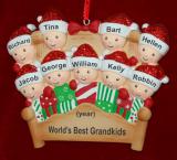 Grandparents Christmas Ornament 4-Poster Fun for 9 Grandkids Personalized FREE at PersonalizedOrnamentsMarket.com by Russell Rhodes