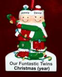 Twins Christmas Ornament Holiday Lights Personalized FREE at PersonalizedOrnamentsMarket.com by Russell Rhodes