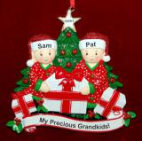 Grandparents Christmas Ornament Gifts Under the Tree 2 Grandkids Personalized FREE at PersonalizedOrnamentsMarket.com by Russell Rhodes