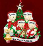 Family Christmas Ornament Gifts Under the Tree our 4 Kids with 1 Dog, Cat, Pets Custom Add-ons Personalized FREE at PersonalizedOrnamentsMarket.com by Russell Rhodes