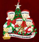 Grandparents Christmas Ornament Gifts Under the Tree 4 Grandkids with 1 Dog, Cat, Pets Custom Add-ons Personalized FREE at PersonalizedOrnamentsMarket.com by Russell Rhodes