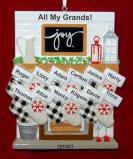 12 Grandkids Ornament Holiday Mantel with Optional Dogs, Cats, or Other Pets Personalized FREE at PersonalizedOrnamentsMarket.com by Russell Rhodes