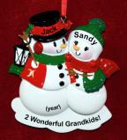 2 Grandkids Christmas Ornament Winter Joy with Optional Pets Custom Added Personalized FREE at PersonalizedOrnamentsMarket.com by Russell Rhodes