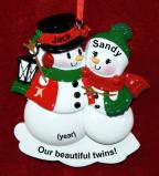 Twins Christmas Ornament Winter Joy with Optional Pets Custom Added Personalized FREE at PersonalizedOrnamentsMarket.com by Russell Rhodes