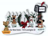 New Home Christmas Ornament Holiday Mail with 4 Dogs, Cats, Pets Custom Add-ons Personalized FREE at PersonalizedOrnamentsMarket.com by Russell Rhodes