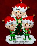 Single Dad Ornament with 2 Kids Elf Magic with Optional Dogs, Cats, or Other Pets Personalized FREE at PersonalizedOrnamentsMarket.com by Russell Rhodes