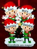 4 Grandkids Ornament Elf Magic with Optional Dogs, Cats, or Other Pets Personalized FREE at PersonalizedOrnamentsMarket.com by Russell Rhodes