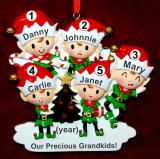 5 Grandkids Ornament Elf Magic with Optional Dogs, Cats, or Other Pets Personalized FREE at PersonalizedOrnamentsMarket.com by Russell Rhodes