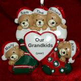 Family Christmas Ornament Festive Bears 5 Grandkids Personalized FREE at PersonalizedOrnamentsMarket.com by Russell Rhodes