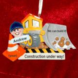 Construction Ornament for Boy with Custom Face Add-on Personalized FREE at PersonalizedOrnamentsMarket.com by Russell Rhodes