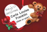 Baby's First Christmas Ornament Loving Heart Male Personalized FREE at PersonalizedOrnamentsMarket.com by Russell Rhodes