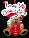 I Heart my Grandpa Christmas Ornament Personalized FREE at PersonalizedOrnamentsMarket.com by Russell Rhodes