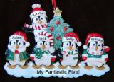 Grandparents Christmas Ornament Winter Penguins 5 Grandkids Personalized FREE at PersonalizedOrnamentsMarket.com by Russell Rhodes