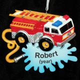 Fireman Firetruck Christmas Ornament Personalized FREE at PersonalizedOrnamentsMarket.com by Russell Rhodes