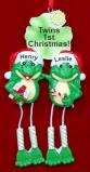 Twins Christmas Ornament Frogs are Fun! Personalized FREE at PersonalizedOrnamentsMarket.com by Russell Rhodes