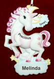 Unicorn Christmas Ornament Precious Girl Personalized FREE at PersonalizedOrnamentsMarket.com by Russell Rhodes