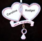 Engaged Christmas Ornament Two Hearts Become One Personalized FREE at PersonalizedOrnamentsMarket.com by Russell Rhodes