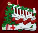 Family Christmas Ornament Stockings Hung for up to 12 Personalized FREE at PersonalizedOrnamentsMarket.com by Russell Rhodes