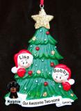 Family Christmas Ornament Looking for Santa Our 2 Kids Personalized FREE at PersonalizedOrnamentsMarket.com by Russell Rhodes