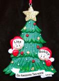 Family Christmas Ornament Looking for Santa Our 2 Kids Personalized FREE at PersonalizedOrnamentsMarket.com by Russell Rhodes