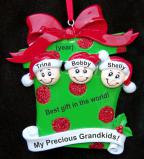 Grandparents Christmas Ornament Greatest Gift 3 Grandkids Personalized FREE at PersonalizedOrnamentsMarket.com by Russell Rhodes