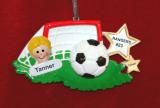 Soccer Ornament for Boy or Girl Personalized FREE at PersonalizedOrnamentsMarket.com by Russell Rhodes