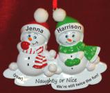 Snowkids Naughty or Nice We Love You Both! Christmas Ornament Personalized FREE at PersonalizedOrnamentsMarket.com by Russell Rhodes