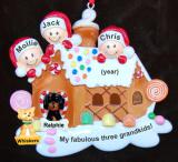 Family Christmas Ornament Gingerbread House Our 3 Kids with 2 Dogs, Cats, Pets Custom Add-on Personalized FREE at PersonalizedOrnamentsMarket.com by Russell Rhodes