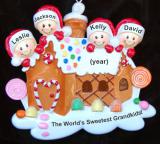 Grandparents Christmas Ornament Gingerbread House 4 Grandkids Personalized FREE at PersonalizedOrnamentsMarket.com by Russell Rhodes