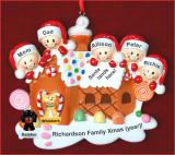 Family Christmas Ornament Gingerbread House Our 5 Kids with 2 Dogs, Cats, Pets Custom Add-on Personalized FREE at PersonalizedOrnamentsMarket.com by Russell Rhodes