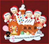 Family Christmas Ornament Gingerbread House Our 5 Kids with 3 Dogs, Cats, Pets Custom Add-on Personalized FREE at PersonalizedOrnamentsMarket.com by Russell Rhodes