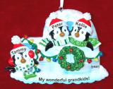 Grandparents Christmas Ornament Igloo 3 Grandkids Personalized FREE at PersonalizedOrnamentsMarket.com by Russell Rhodes