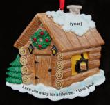 Camping Christmas Ornament Cabin in the Woods Personalized FREE at PersonalizedOrnamentsMarket.com by Russell Rhodes