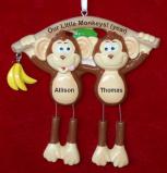 Monkey See Monkey Do 2 Grandkids Christmas Ornament Personalized FREE at PersonalizedOrnamentsMarket.com by Russell Rhodes