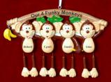 Monkey See Monkey Do Our 4 Grandchildren Christmas Ornament Personalized FREE at PersonalizedOrnamentsMarket.com by Russell Rhodes