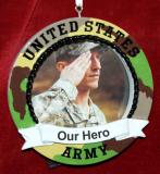 Army Christmas Ornament Photo Frame Personalized FREE at PersonalizedOrnamentsMarket.com by Russell Rhodes