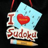 Sudoku Christmas Ornament Personalized FREE at PersonalizedOrnamentsMarket.com by Russell Rhodes