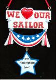 We Love Our Sailor US Navy Christmas Ornament Personalized FREE at PersonalizedOrnamentsMarket.com by Russell Rhodes